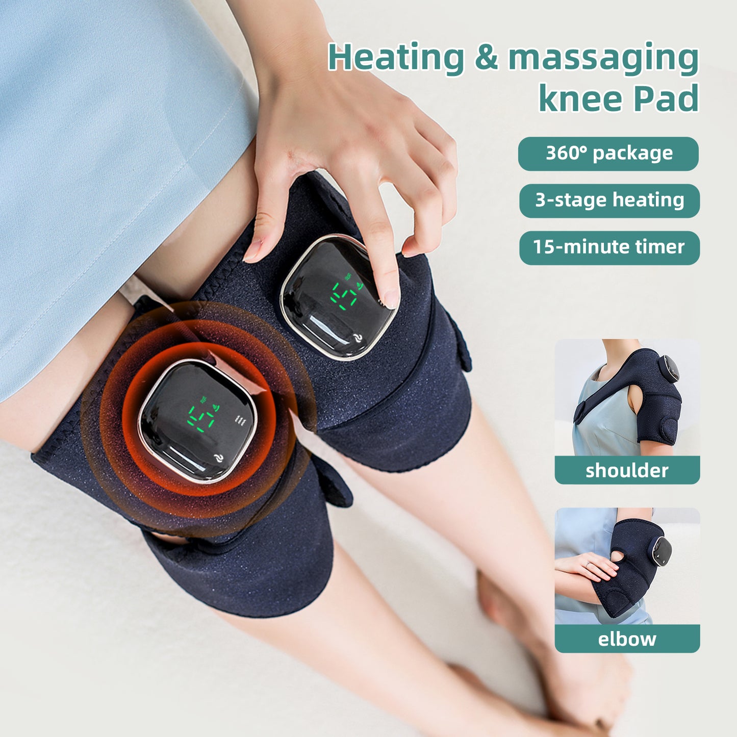 Cordless Knee Massager with Heat Vibration for Pain Relief