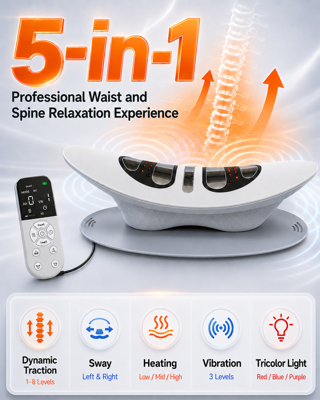 Multifunctional Electric Lumbar Support Massager for Lower Back with Airbag