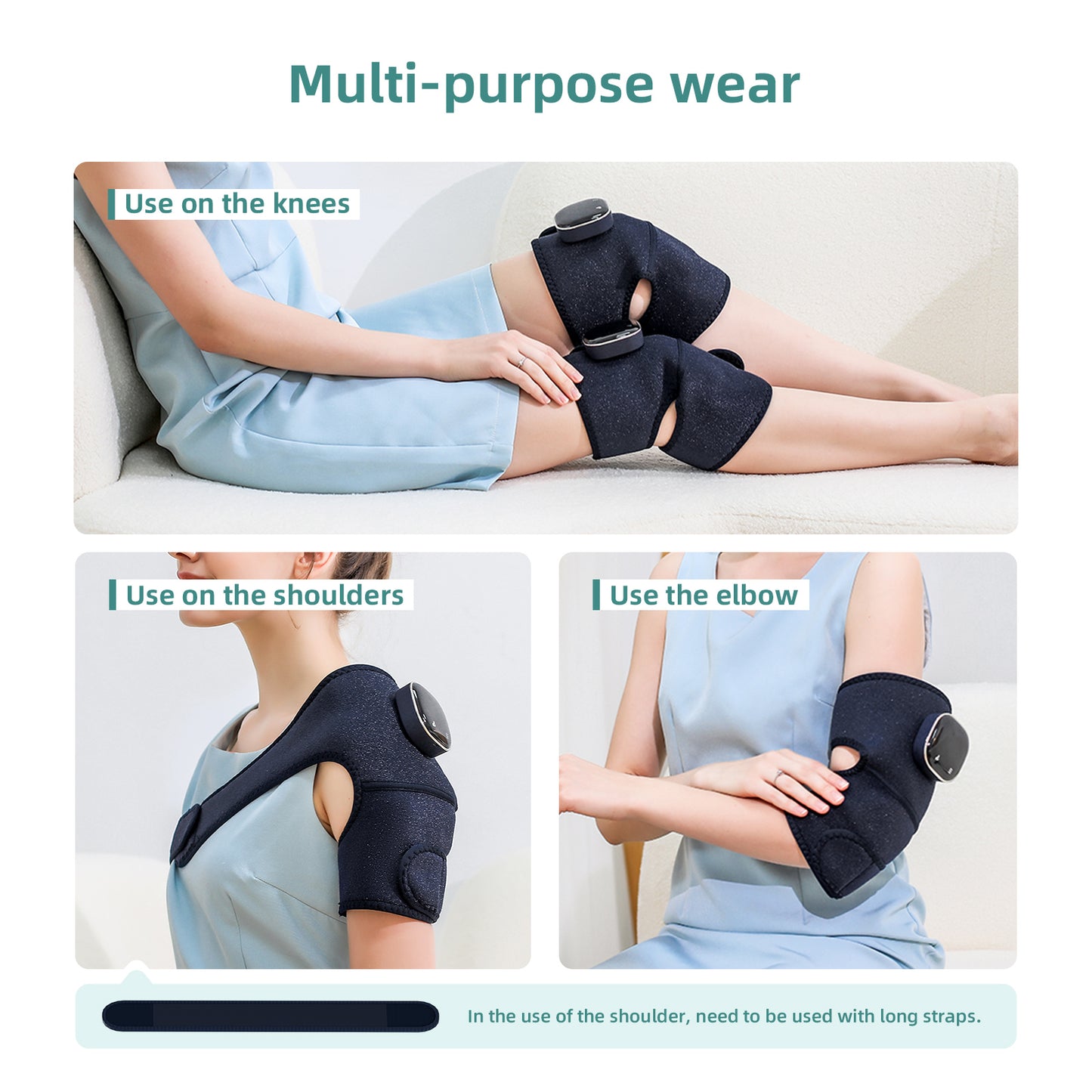 Cordless Knee Massager with Heat Vibration for Pain Relief
