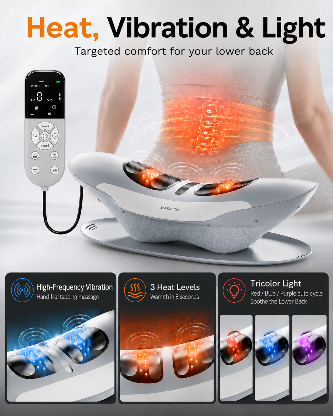 Multifunctional Electric Lumbar Support Massager for Lower Back with Airbag