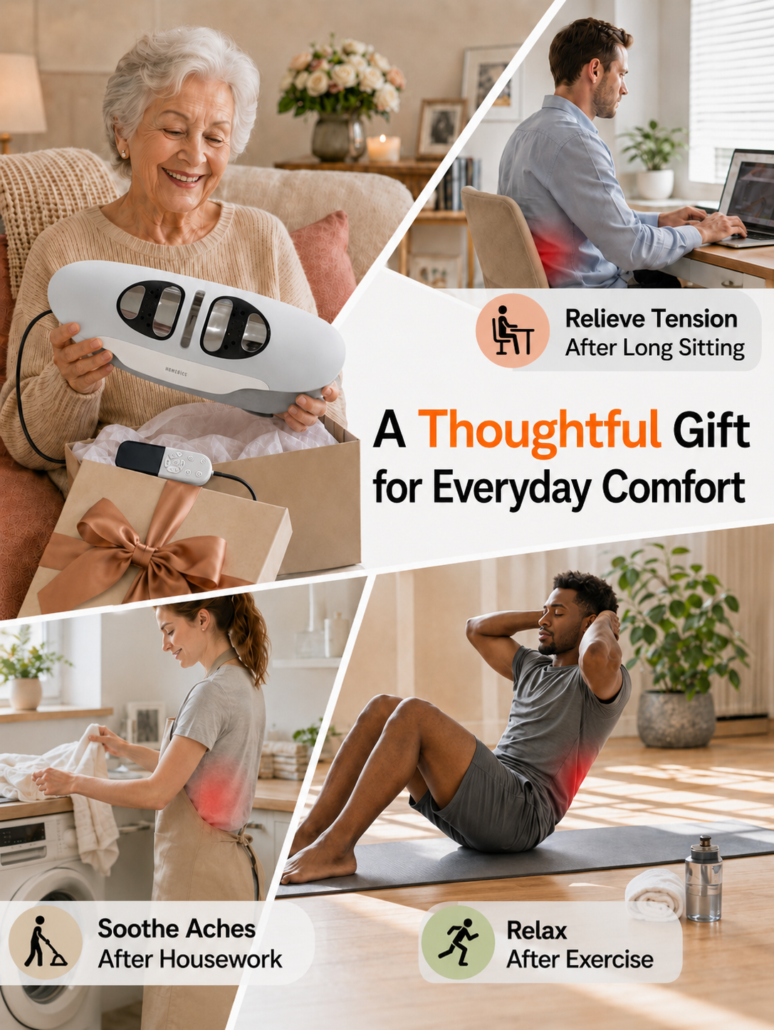 Multifunctional Electric Lumbar Support Massager for Lower Back with Airbag