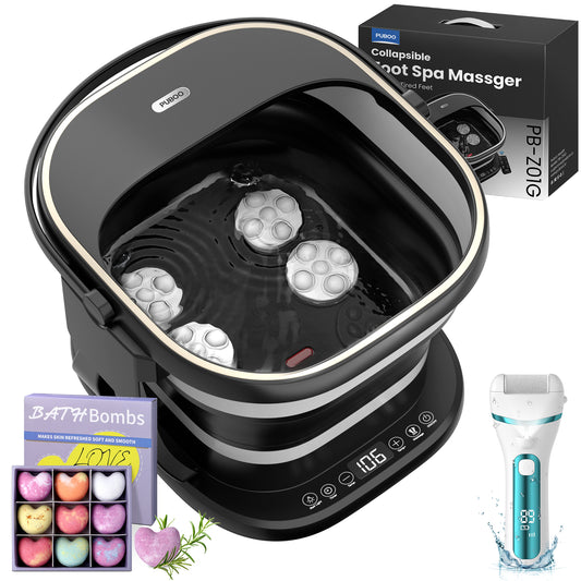 Puboo Foot Spa Bath Massager with Heat Electric Callus Remover and Bath Bombs